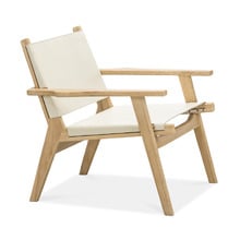 Lavell Cowhide Leather & Teak Wood Armchair
